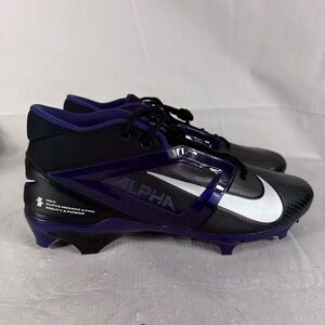 Nike Men's 15 Alpha Menace 4 Pro Football Cleats Black/Purple FZ7702-003 NEW